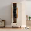 Hexa Red Wooden 2 Door Wardrobe with Drawer and Hanging Space in Giant Wood and Frosty White Colour