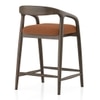 Zen Solid Wood Bar Stool (Danish Walnut Finish, Rust Boucle Colour)