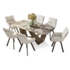 Paloma 6 Seater Dining Table With Set Of 6 Bren Swivel Chairs Colour Beige Finish Spanish Ceramic