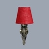 Devansh Metal Electric Wall Light in Antique Gold Colour with Maroon Shade Count of 1 Light