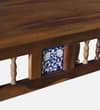 Nilaya Sheesham Wood Nesting Coffee Table Set in Provincial Teak Finish with Cushioned Stools