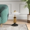 Mira Banswara Marble And Metal Side Table In Glossy Gold Finish