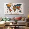 The Castle Decor World Map Wall Art Design 8 Wooden Framed 27x48 Inch