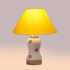 Devansh Conical Yellow Cotton Shade Lamp With Wood & Mosaic Glass Base For Decoration/Office/Home/Gifting/Study For Decoration/Office/Home/Gifting/Study -(10X10X14.5) Inches -A