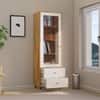 Hexa Engineered Wood Bookshelf Multipurpose Storage Rack in Giant Wood and Frosty White Colour