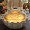 Off White Fiber Glass Lotus Buddha Indoor Water Fountain