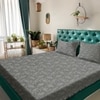 Light Grey Floral 180 TC Fitted 1 King  Bedsheet with 2 Pillow Covers