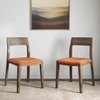 Clarke Solid Wood Dining Chair Set of 2 in Danish Walnut Finish with Tan Leatherette