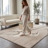 Handmade Natural Wool Area Rug Abstract Marble Beige 6 x 9 Feet Carpet