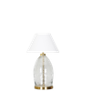 ELVORA Diamond Cut Clear Glass Table Lamp with Brass Base
