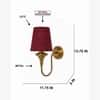 Devansh Metal Electric Wall Light in Antique Gold Colour with Maroon Shade Count of 1 Light