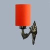 Devansh Metal Electric Wall Light in Antique Gold Colour with Orange Shade Count of 1 Light