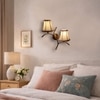 Devansh Metal Electric Wall Light in Gold Colour with off-white Shade Count of 2 Lights