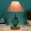 Alivia Grey cotton Table lamp with Wood & Iron Base