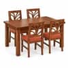 Globally Indian Vallari Solid Sheesham Wood 4 Seater Dining Table Set 4 Chairs Terracotta Orange