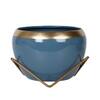 Apple Shape Metal Planter Set Of 2 In Blue And Gold Colour