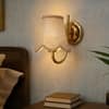 Devansh Metal Electric Wall Light in Gold Colour with Yellow Shade Count of 2 Lights