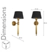 Parker Single Light Wall Fitting In Antique Brass Finish Metal With Black Cotton Shade