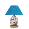 Devansh Conical Turquoise Jute Shade Lamp With Wood & Mosaic Glass Base For Decoration/Office/Home/Gifting/Study For Decoration/Office/Home/Gifting/Study -(10X10X14.5) Inches -A