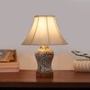 Devansh Off-White Cotton Shade Lamp With Wood & Mosaic Glass Base For Decoration/Office/Home/Gifting/Study For Decoration/Office/Home/Gifting/Study