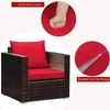 Carry Bird Wicker Patio Furniture Outdoor Balcony Chairs In Brown And Red Colour