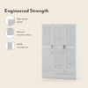 Bennis Engineered Wood 3 Door Wardrobe Without Mirror in White Finish