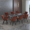 Aeris Ceramic 6 To 8 Seater Extendable Dining Table With 6  Bren Dining Chairs (Finish : Black Jade, Chair Colour : Auburn)