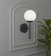Divina Single Light Wall Fitting In Black  Finish With Opal Frosted White Glass