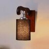 Devansh Solid Wood Electric Wall Light in Brown Colour with Black Shade Count of 1 Light