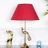 Torre Brass Finish Aluminium Table Lamp With Maroon Cotton Shade