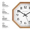 Octagonal Wooden Wall Clock with Warm Natural Frame