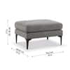 Doe Buck Minimal Luxe Ottoman Bench in Grey Colour Fabric with Dark Wood Legs