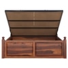 Syan Solid Wood King  Size Upholstered Bed With Hydraulic Storage (Honey Oak Finish)