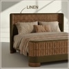 Heritage Cane Upholstered King Size Bed in Linen With Oak wood Frame