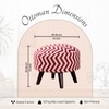 Hues Jacquard Wooden Ottoman in Red Color