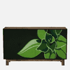Vegas Mango Wood Hand Painted Multicolor 4 Door Cabinet In Natural Finish