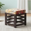 Houston Sheesham Wood Stool in Mahogany Finish & Multi Colour Israel Print Kantha fabric Cushion