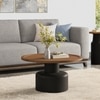Toro Solid Wood Round Coffee Table In Dual Tone Amber Walnut And Black Finish