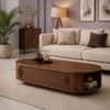 Orla Oval Sheesham Wood Grooved Coffee Table in Walnut Finish