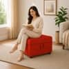 Doe Buck Tufted Storage Ottoman Bench in Orange Colour Fabric