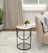 White Metal Side Table in Gold Colour