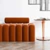 Wooden Twist Veylo Modern Line Design Bench with Round Back Pillow in Orange Colour