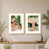 Boho Women Portrait Green and Pink Set of 2 Framed Posters 45x60 cm