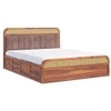 Yashvi Solid Wood Queen Size Hydrulic Storage Bed In Honey Oak Finish Brown 60x78 inch