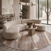 Handmade Round Wool Rug Modern Minimalist Beige 8 Feet Carpet