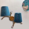 Devansh Metal Electric Wall Light in Gold Colour with Blue Shade Count of 2 Lights