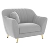 Rivo Velvet 1 Seater Sofa in Grey Color