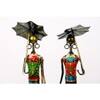 Desert Art Metal Handpainted Umbrella Doll Figurine Set of 2