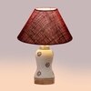 Devansh Conical Maroon Jute Shade Lamp With Wood & Mosaic Glass Base For Decoration/Office/Home/Gifting/Study For Decoration/Office/Home/Gifting/Study -(10X10X14.5) Inches -A