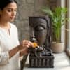 Water Fountain Lotus Buddha Serenity Water Fountain in Dark Brown Colour